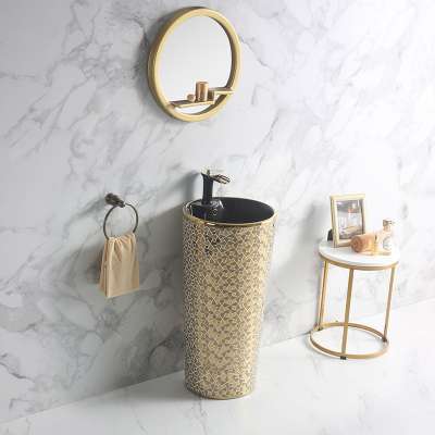 Luxury & modern style pedestal wash basin standing  ceramic pedestal wash hand basin high quality new indoor pedestal wash basin