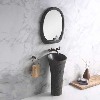 High quality face wash basin chaozhou design black new rugged ceramic basin with sink art freestanding pedestal wash hand basin