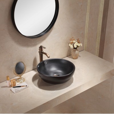 New cheap factory modern matt black matt round ceramic hand wash bathroom basin lavatory sink porcelain bathroom washing basin