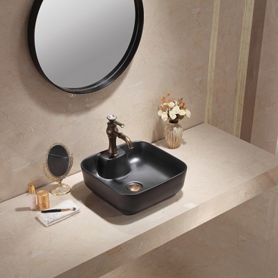 China factory wholesale cheap price bathroom black basin toilet furniture table ceramic art sink counter top wash basin models